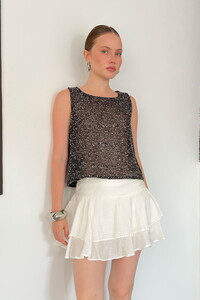 D 3117 PULLU BİSİKLET YAKA KOLSUZ BLUZ - SİYAH