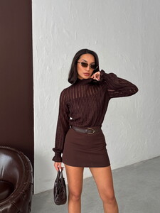 Topshow Kahve Simli Sakallı Toptan Bluz #3