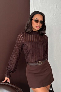 Topshow Kahve Simli Sakallı Toptan Bluz