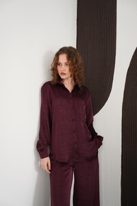 Uzun Kollu Toptan Gömlek - Mürdüm | F2101 - Topshow #4