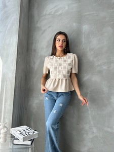 Topshow Taşa Taş Dantel Detaylı Toptan Bluz #3