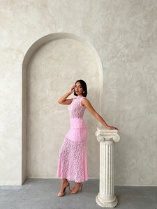 D 2750 SIFIR KOL DANTEL BLUZ - PEMBE #4