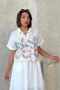 D 2889 NAKIŞLI GÖMLEK - SARI DSN2