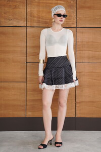 D 2962 PUANTİYELİ DANTEL DETAYLI SATEN ETEK - SİYAH