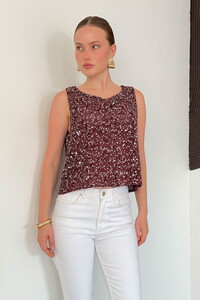 D 3117 PULLU BİSİKLET YAKA KOLSUZ BLUZ - BORDO
