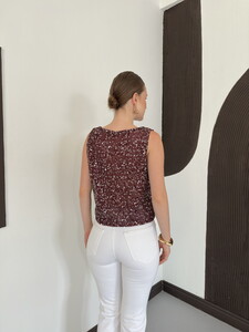 D 3117 PULLU BİSİKLET YAKA KOLSUZ BLUZ - BORDO #5
