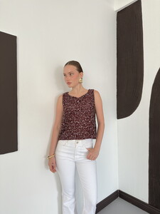 D 3117 PULLU BİSİKLET YAKA KOLSUZ BLUZ - BORDO #3