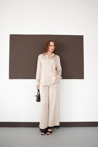 Uzun Kollu Toptan Gömlek - Taş | F2101 - Topshow #3