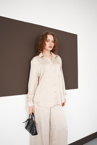 Uzun Kollu Toptan Gömlek - Taş | F2101 - Topshow #2