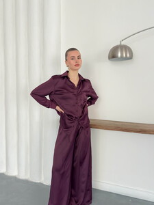 Topshow | Saten Gömlek - Mürdüm | F2062 #2