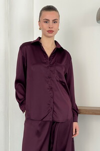 Topshow | Saten Gömlek - Mürdüm | F2062 #1