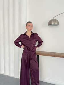 Topshow | Saten Gömlek - Mürdüm | F2062 #3