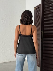 D 2929 DANTEL DETAYLI SATEN ATLET - SİYAH #5