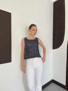 D 3117 PULLU BİSİKLET YAKA KOLSUZ BLUZ - LACİVERT #3