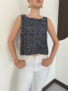 D 3117 PULLU BİSİKLET YAKA KOLSUZ BLUZ - LACİVERT #4