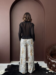 Trend Leopar Desenli Bol Paça Pantolon - Günlük ve Gece - AÇIK LEOPAR #5