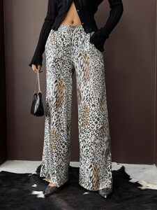 Trend Leopar Desenli Bol Paça Pantolon - Günlük ve Gece - AÇIK LEOPAR #4