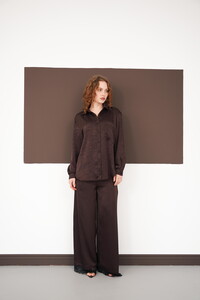 Uzun Kollu Toptan Gömlek - Kahve | F2101 - Topshow #3