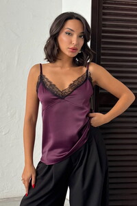 D 2929 DANTEL DETAYLI SATEN ATLET - MÜRDÜM