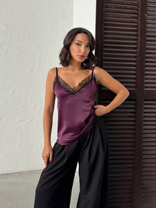 D 2929 DANTEL DETAYLI SATEN ATLET - MÜRDÜM #2