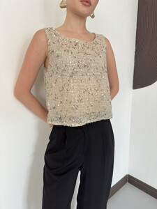 D 3117 PULLU BİSİKLET YAKA KOLSUZ BLUZ - TAŞ #4