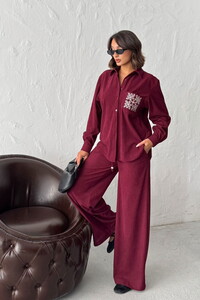 F 1996 FİTİLİKADİFE PANTOLON - BORDO