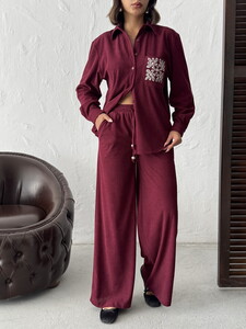F 1996 FİTİLİKADİFE PANTOLON - BORDO #3