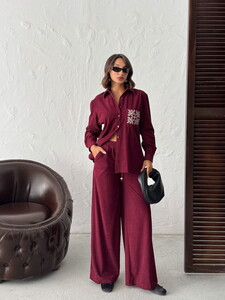 F 1996 FİTİLİKADİFE PANTOLON - BORDO #2