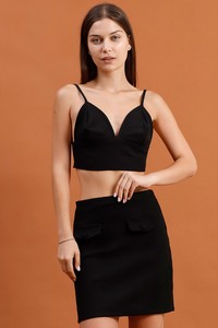 Kaşe Mini Toptan Etek - Siyah | TOPSHOW