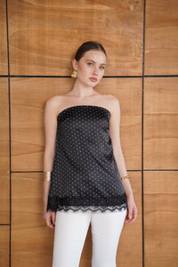 D 2963 PUANTİYELİ DANTEL DETAYLI SATEN BÜSTİYER - SİYAH #2