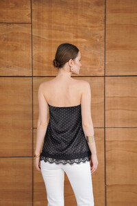 D 2963 PUANTİYELİ DANTEL DETAYLI SATEN BÜSTİYER - SİYAH #5