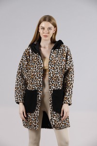 Topshow Leopar Fermuarlı Cepli Toptan Kaban #4