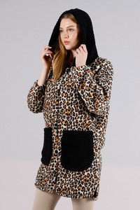 Topshow Leopar Fermuarlı Cepli Toptan Kaban #1