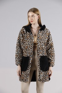 Topshow Leopar Fermuarlı Cepli Toptan Kaban #3