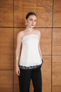 D 2963 PUANTİYELİ DANTEL DETAYLI SATEN BÜSTİYER - KREM