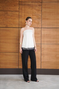 D 2963 PUANTİYELİ DANTEL DETAYLI SATEN BÜSTİYER - KREM #2