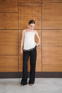 D 2963 PUANTİYELİ DANTEL DETAYLI SATEN BÜSTİYER - KREM #3