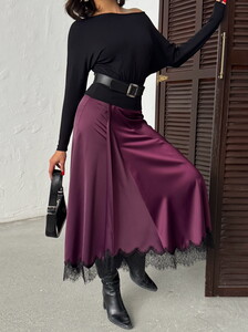 D 2930 DANTEL DETAYLI SATEN ETEK - MÜRDÜM #4