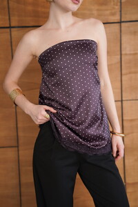 D 2963 PUANTİYELİ DANTEL DETAYLI SATEN BÜSTİYER - KAHVE #4