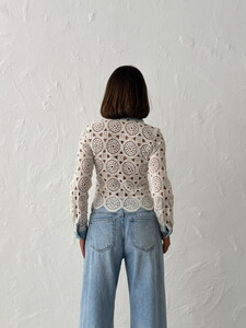 Dantel Detaylı İnci Düğmeli Uzun Kollu Kadın Toptan Gömlek-  Ham Mavi -Topshow | Topshow | F1945 #5