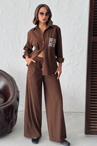 F 1996 FİTİLİKADİFE PANTOLON - KAHVE