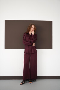 Pileli Paça Ucu Dantel Toptan Pantolon - Mürdüm | F2102 - Topshow #2