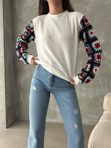 Topshow Krem Kollar Dantel Toptan Sweat #3