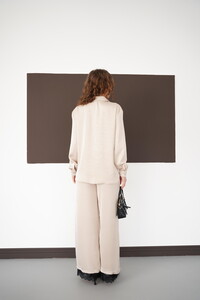 Pileli Paça Ucu Dantel Toptan Pantolon - Taş | F2102 - Topshow #5