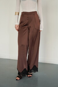 D2969 PAÇASI DANTELLİ SATEN PANTOLON - KAHVE #4