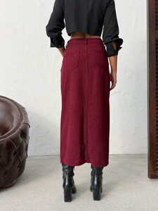 F 2033 FİTİLLİ KADİFE ETEK - BORDO #5