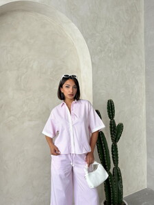 D 2867 GÜPÜR DETAYLI ÇİZĞİLİ GÖMLEK - PEMBE #2