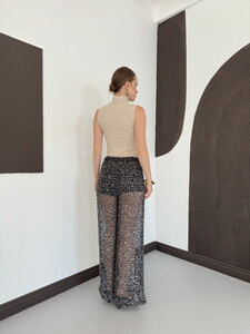 D 3134 PULLU FİLE PANTOLON - SİYAH #4