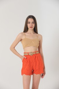 Topshow Oranj Kemerli Brode Toptan Şort #3