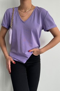 Topshow Lila Nakış Detaylı Toptan Bluz